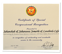 Certificate of Special Congressional Recognition